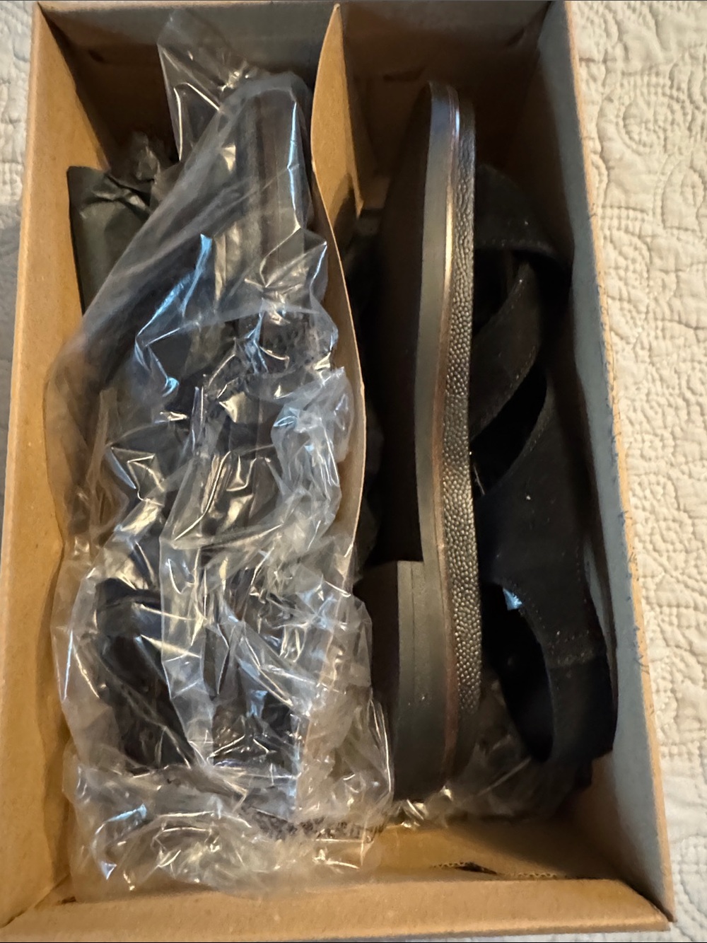 Free People Black Suede Crisscross Slingback Sandal with Gold Buckle - Picture 4 of 4